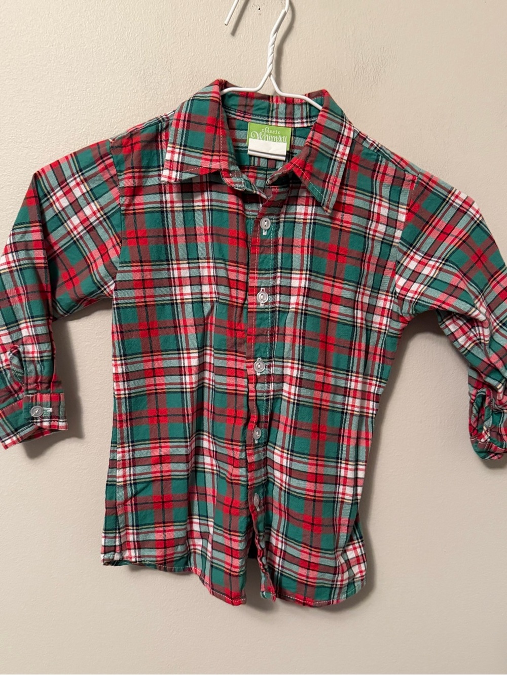 Classic Whimsy Green & Red Plaid Button-Up Shirt